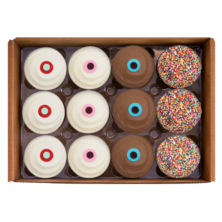 Assorted Dozen National Shipping Box includes a dozen best-sellers ‚Äì Red Velvet, Vanilla, Dark Chocolate, and Sprinkle. 
