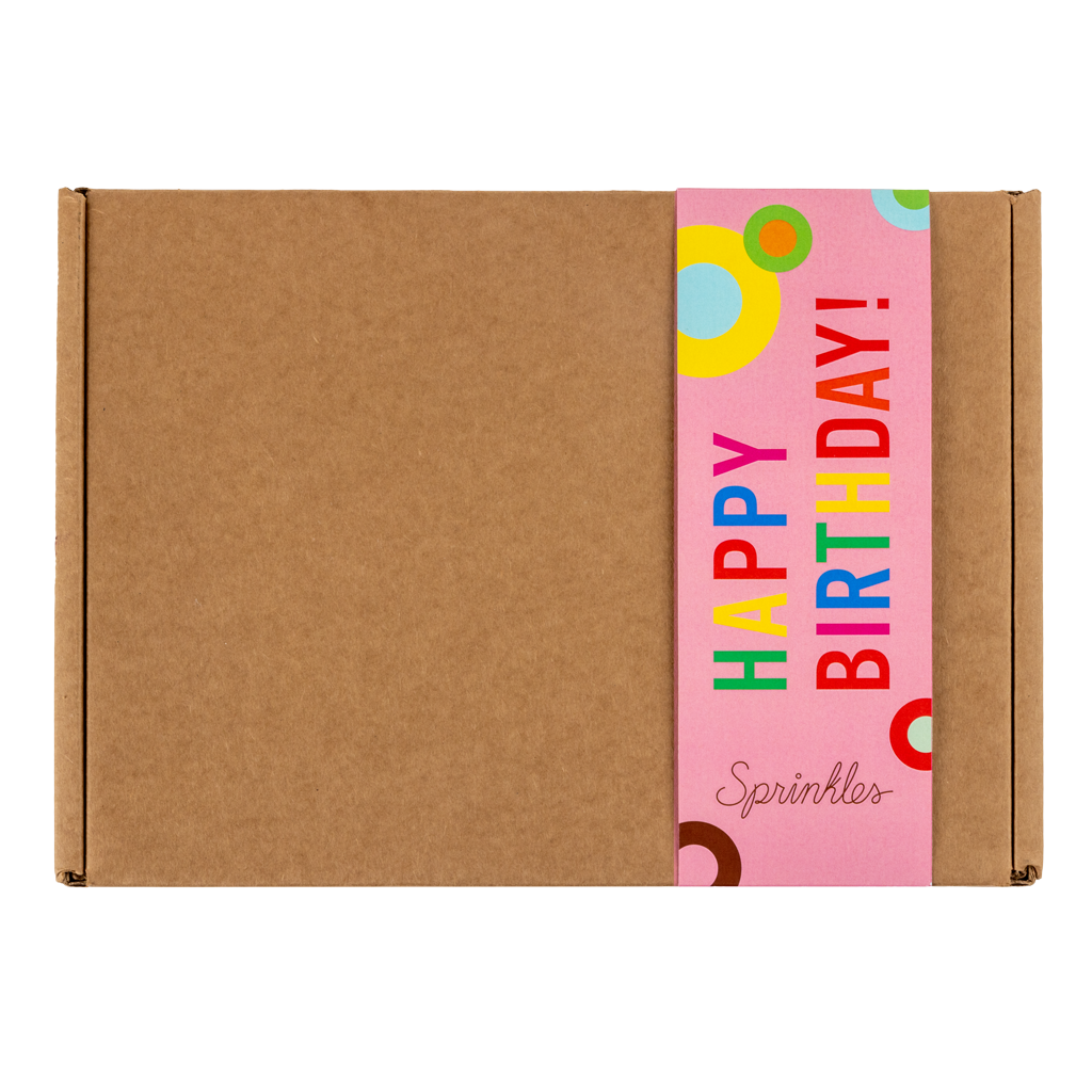 cupcake dozen box with happy birthday gift wrap
