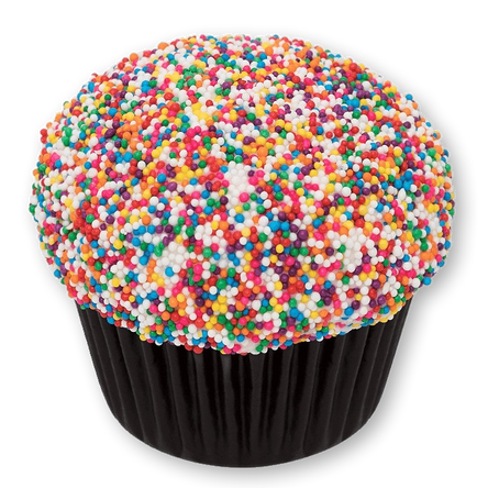 Side view of a Sprinkle's Sprinkle Cupcake.