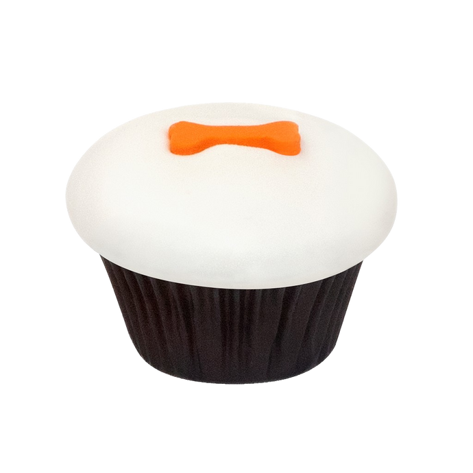 pupcake with orange bone decoration