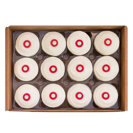 Red Velvet Dozen National Shipping Box includes a dozen red velvet cupcakes.